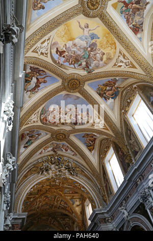 NAPLES, ITALY - APRIL 12, 2014: murals inside the church of Certosa di San Martino in naples, Italy. The church was built in 1325. Stock Photo