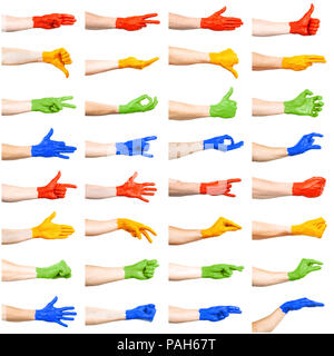 set of colorful hand gestures Stock Photo