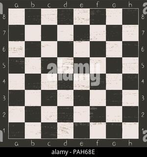 Vintage black and white chessboard with handwritten letters and numbers. Stock Vector