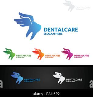 Dental Logo Tooth abstract design vector template, Dentist stomatology medical doctor Logotype concept icon Stock Vector