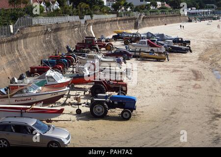 In Jersey old Tractors never die they just put the boat out Stock Photo