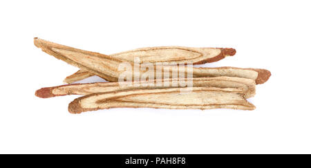 dried Liquorice roots on a white background Stock Photo