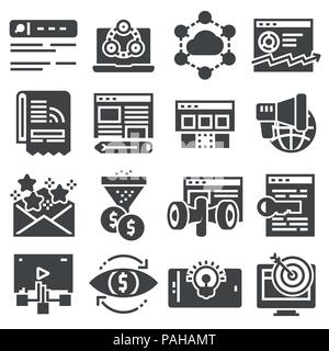 Vector internet marketing icon set in thin gray style Stock Vector