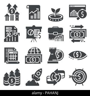 Vector Investment icons set. Money, finance banking illustration Stock Vector