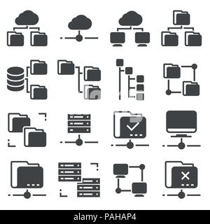 Vector Gray Folder Tree Icons set on White Background Stock Vector