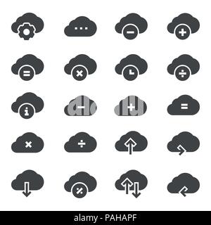 Computer cloud related gray icons. Vector icon set. Stock Vector