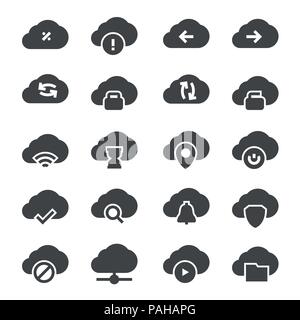 Vector isolated cloud technologies icons set on white background Stock Vector