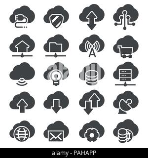 Vector Set of Computer Cloud Related Gray Icons Stock Vector