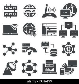 Data analytic and social network icons set on white background Stock Vector
