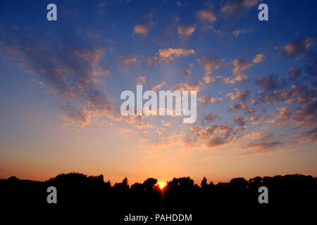 Sunset and sky with dark trees Stock Photo