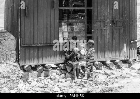 OMO, ETHIOPIA - SEPTEMBER 21, 2011: Unidentified Ethiopian children. People in Ethiopia suffer of poverty due to the unstable situation Stock Photo