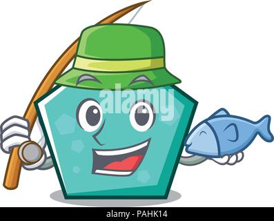 Fishing pentagon mascot cartoon style Stock Vector