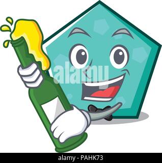 With beer pentagon mascot cartoon style Stock Vector