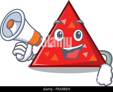 With megaphone triangel character cartoon style Stock Vector
