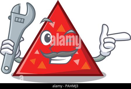 Mechanic triangel mascot cartoon style Stock Vector