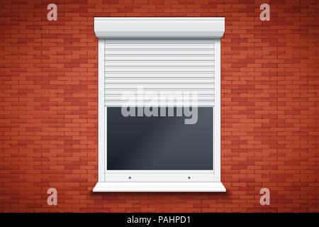 White Roller Shutters on Window Stock Vector