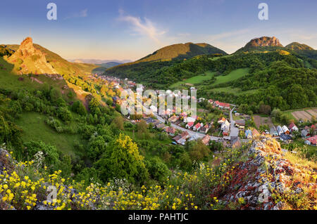 Slovakia village Cerveny Kamen - spring landscape Stock Photo