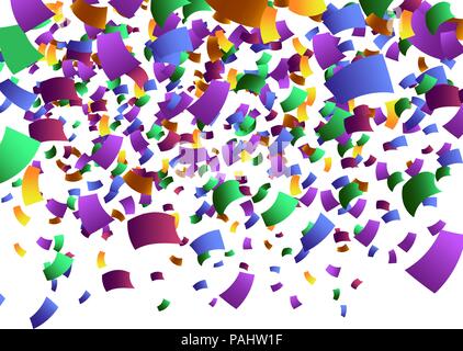 colorful confetti falling down against white background vector illustration Stock Vector