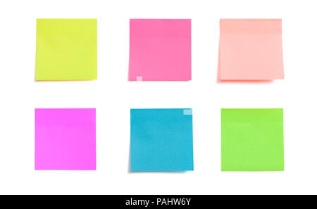 collection of colorful post it paper note isolated on white background Stock Photo