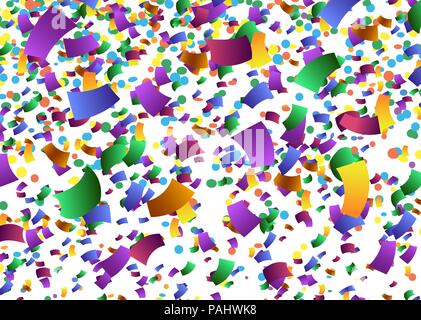colorful confetti falling down against white background vector illustration Stock Vector