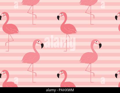 minimal Pink flamingo pattern seamless background Stock Vector