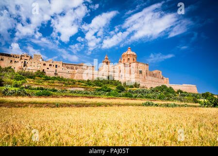 Mdina, Malta - a fortified city in the Northern Region of Malta, old capital of the island. Stock Photo