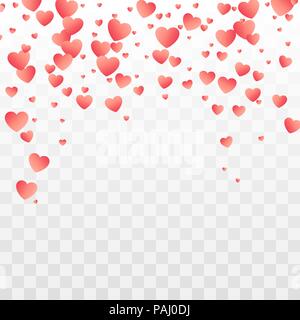 Falling Red Hearts Pattern. Romance decoration element for your holiday design. Vector illustration isolated on transparent background Stock Vector