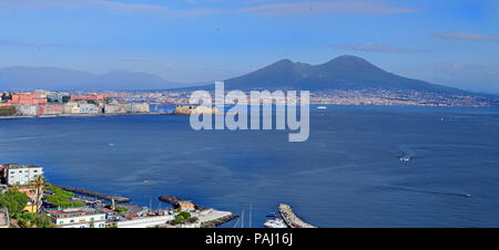 NAPLES, ITALY - OCTOBER 16, 2015: Panorama of Naples. Naples is the capital of the Italian region Campania and the third-largest municipality in Italy Stock Photo