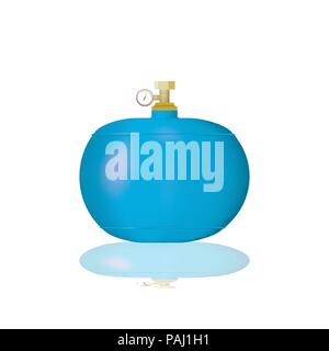 Blue oxygen cylinders. Vector illustration of the pressure O2. Design of medical equipment Stock Vector