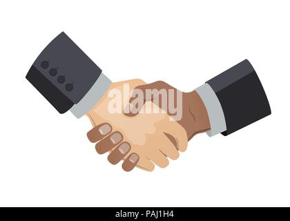 Handshake men. Flat pattern. Vector illustration. The hands of the partners. Handclasp. Stock Vector