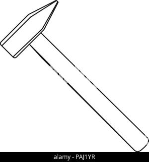 Line art black and white simple hammer Stock Vector