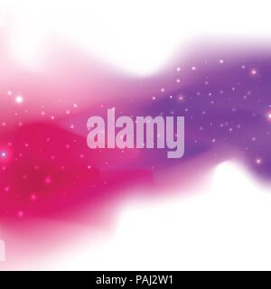 Abstract realistic pink and purple powder paint with shine glitter glow on white background. Vector illustration Stock Vector