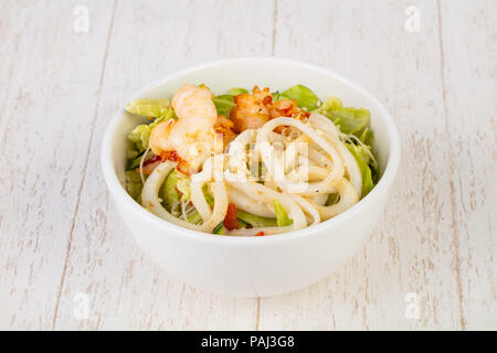 Cellophane noodles with prawns and squids Stock Photo