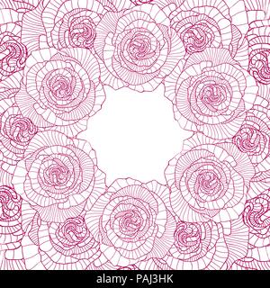 Round frame on linear rose background Stock Vector