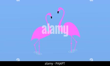 Flamingo bird illustration design on background. Minimal flat style Stock Vector