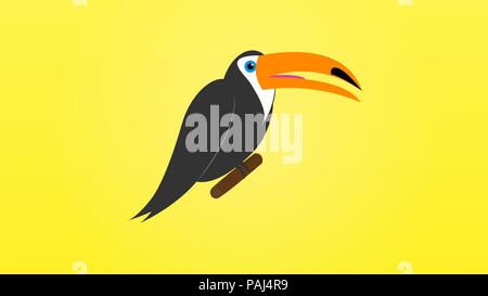 Toucan bird cartoon character. Cute toucan flat vector isolated on white. Wild animal illustration for zoo ad, nature concept, children book illustrating. Stock Vector