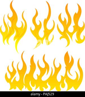 fire flame silhouette set design isolated on white Stock Vector Image ...