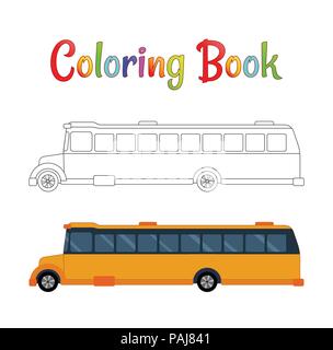School bus coloring page, back to school concept, kids school vector illustration, school bus isolated on white background. EPS 10 Stock Vector