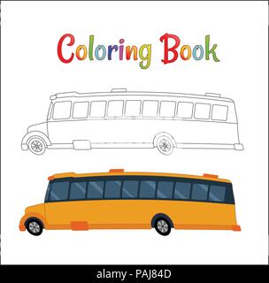 School bus coloring page, back to school concept, kids school vector illustration, school bus isolated on white background. EPS 10 Stock Vector