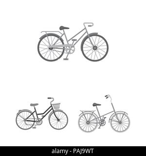 Various bicycles monochrome icons in set collection for design. The type of transport vector symbol stock  illustration. Stock Vector