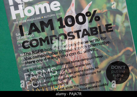 Mailing envelope made from 100% compostable potato starch UK Stock Photo