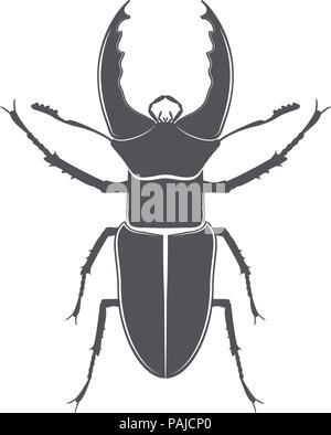 Monochrome emblem of deer beetle. isolated vector illustration Stock Vector