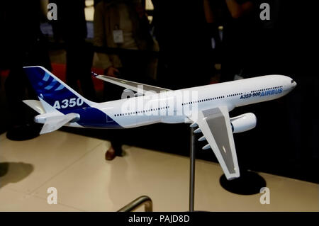 Airbus A350-900 model on the EADS exhibition-stand at the 2005 Paris AirShow, Salon-du-Bourget Stock Photo