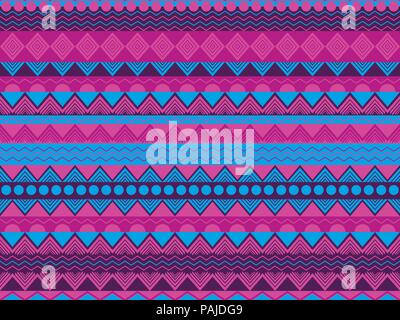 Ethnic seamless pattern, violet and blue color. Tribal textiles, hippie style. For wallpaper, bed linen, tiles, fabrics, backgrounds. Vector illustrat Stock Vector