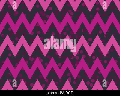 Zigzags seamless pattern with dots. Synthwave retro background. Retrowave. Vector illustration Stock Vector