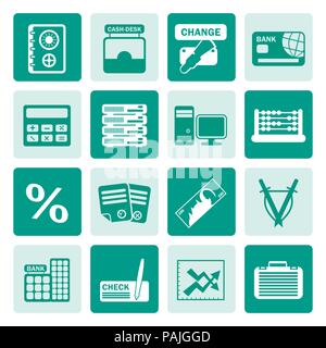 One tone bank, business, finance and office icons - vector icon set Stock Vector