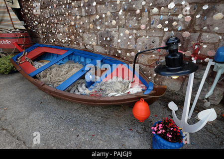 Old fishing equipment, exposed as decoration in front of the
