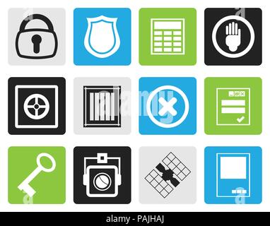 Black Simple Security and Business icons - vector  icon set Stock Vector
