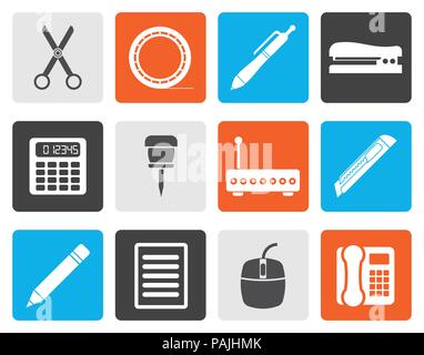 Flat Business and Office icons - vector icon set Stock Vector