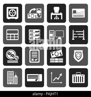 Flat bank, business, finance and office icons - vector icon set Stock Vector
